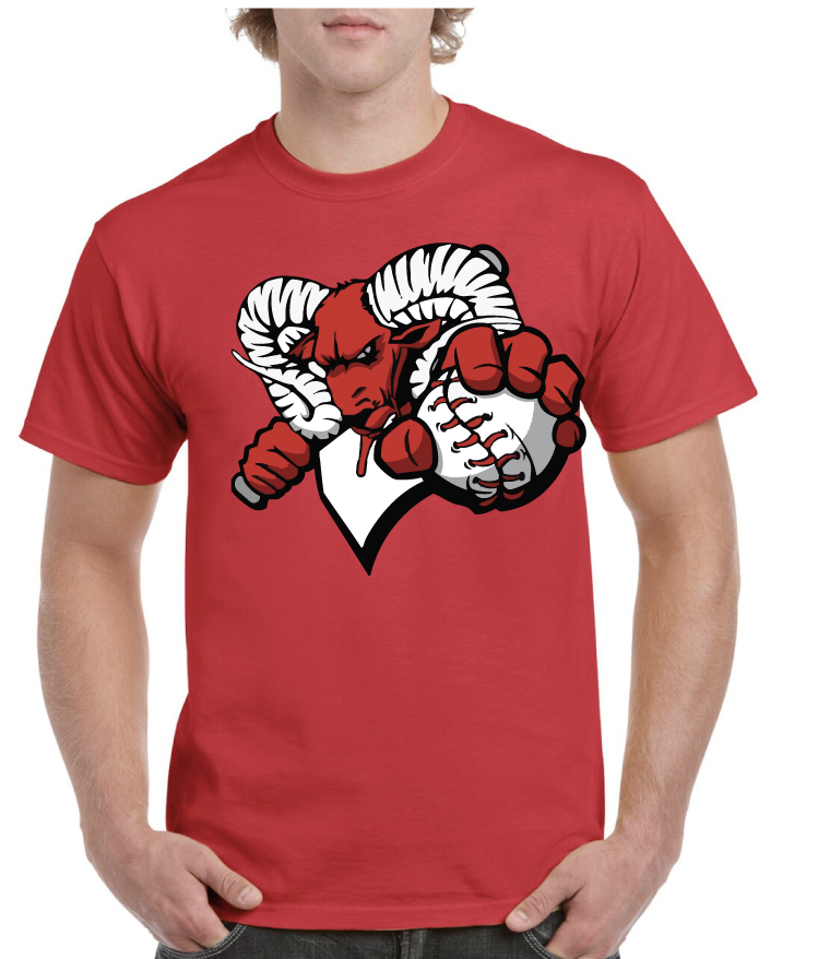 Ram Baseball Player Asbury High School Tee