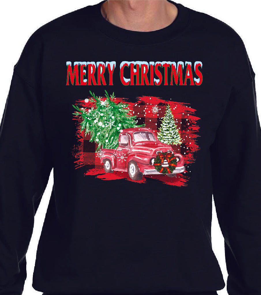 MERRY CHRISTMAS ANTIQUE TRUCK SWEATSHIRT