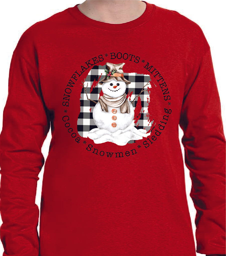 SNOWMAN WITH SNOWFLAKES BOOTS MITTENS SWEATSHIRT