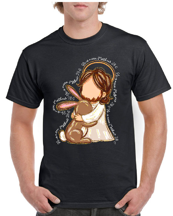Brush Strokes Jesus with Bunny