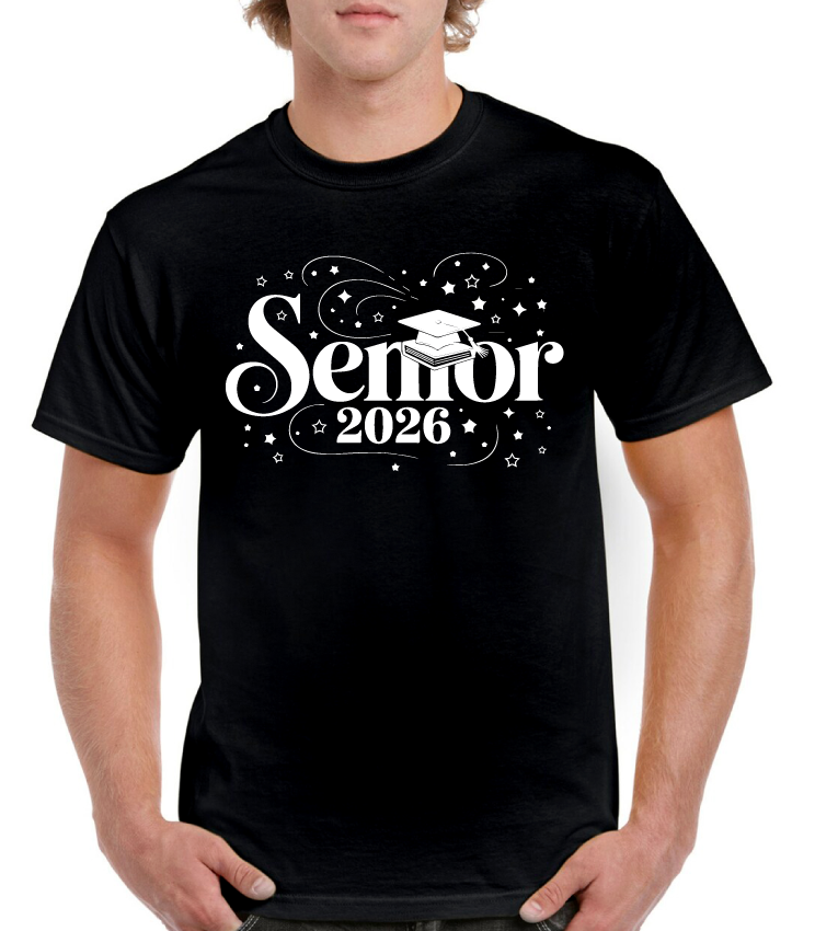 Senior 2026 Book Hat Stars Senior Tee