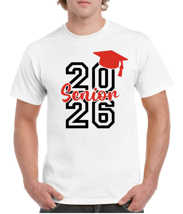 Red Grad Hat 2026 Senior Tee