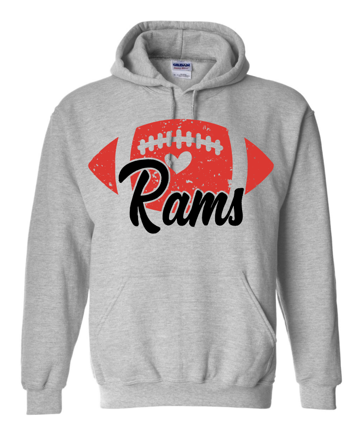 Rams Heart Football Asbury High School Hoodie