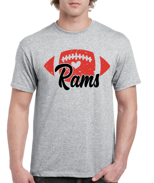 Rams Heart Football Asbury High School Tee