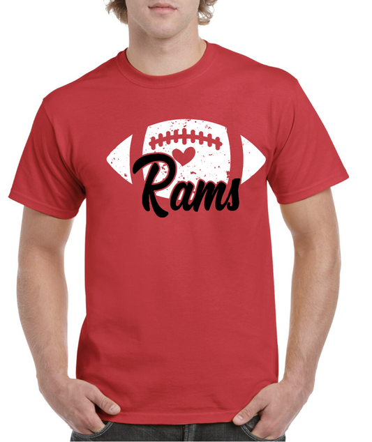 Rams Heart Football Asbury High School Tee