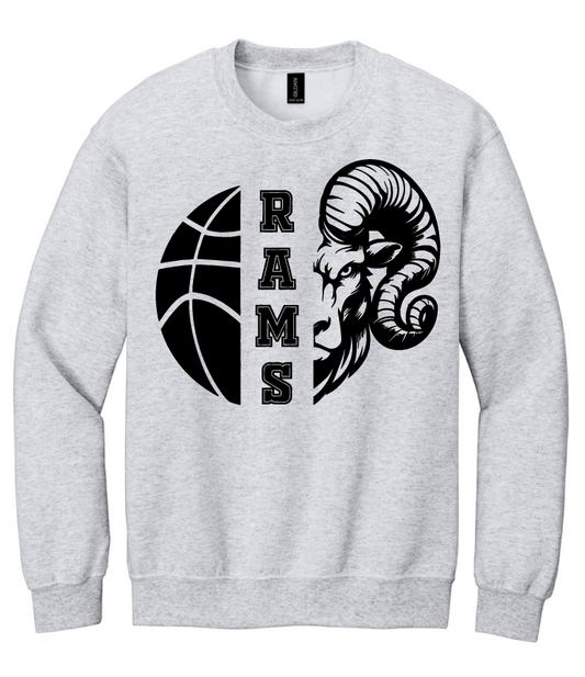 Rams Half Basketball and Head Asbury High School Sweatshirt