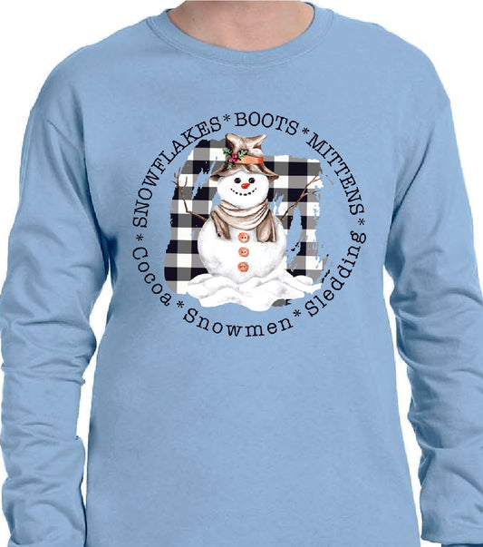 SNOWMAN WITH SNOWFLAKES BOOTS MITTENS SWEATSHIRT