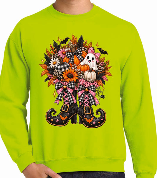 Witch Feet Halloween & Ghost Bouquet Sweatshirt