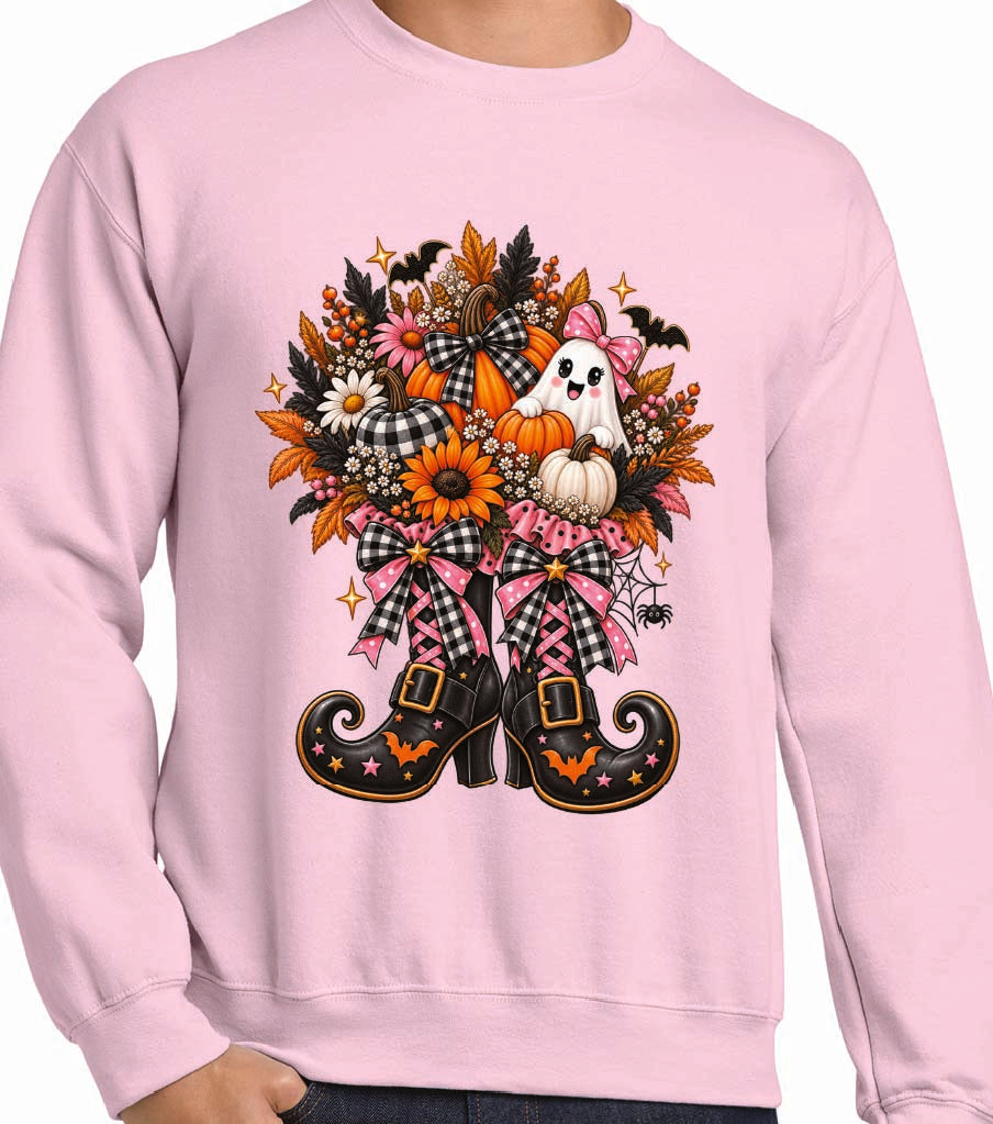 Witch Feet Halloween & Ghost Bouquet Sweatshirt