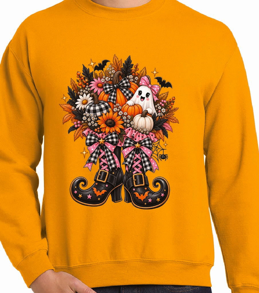 Witch Feet Halloween & Ghost Bouquet Sweatshirt