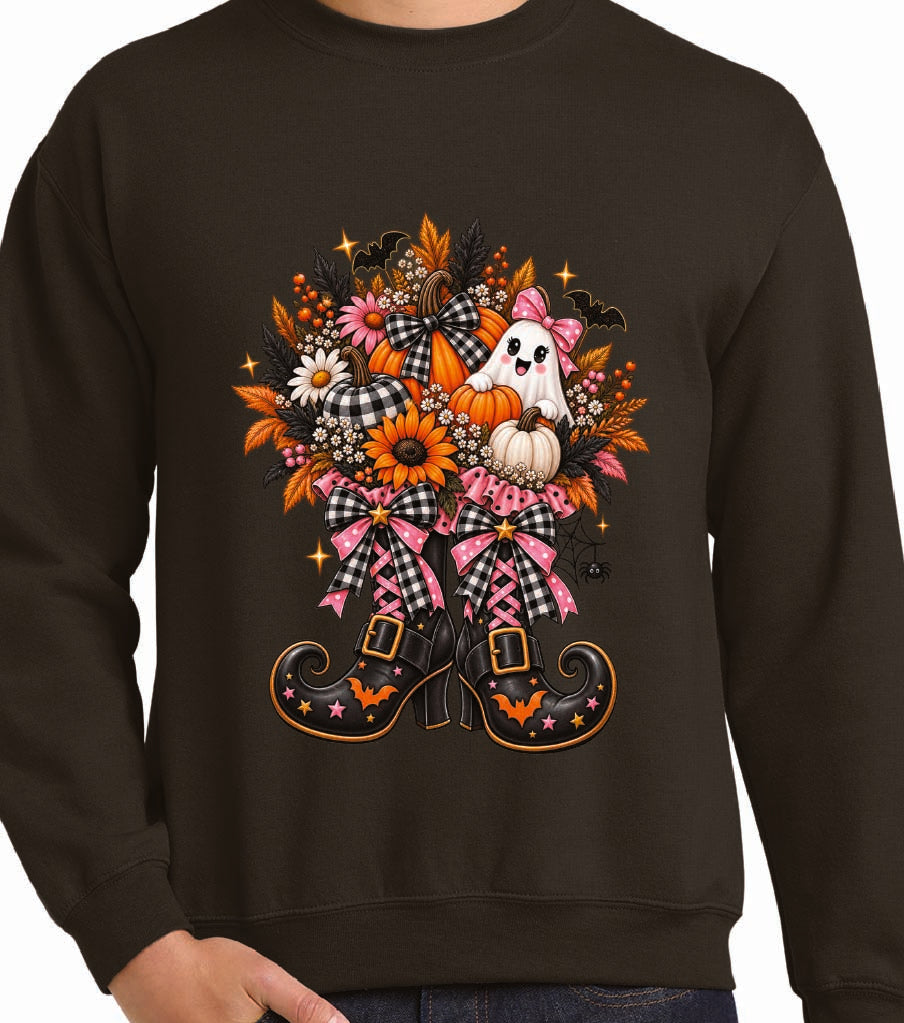 Witch Feet Halloween & Ghost Bouquet Sweatshirt