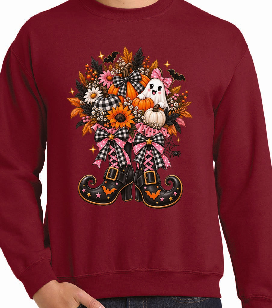 Witch Feet Halloween & Ghost Bouquet Sweatshirt