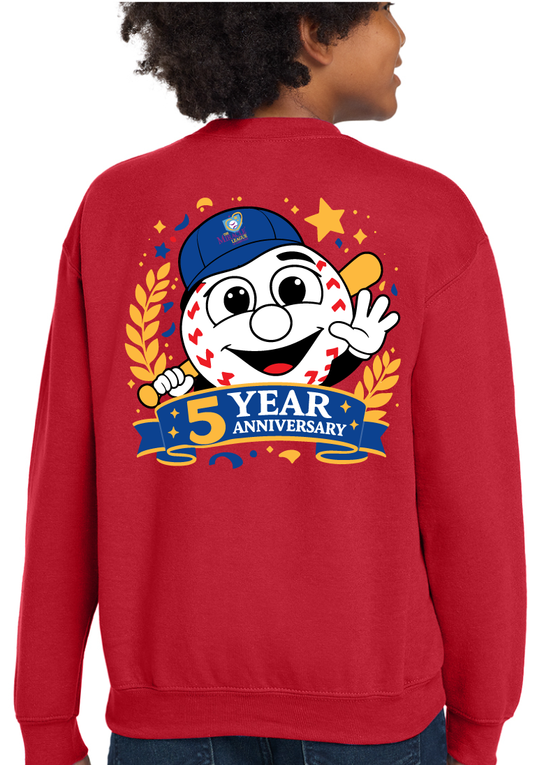 Youth Miracle League 5 Year Anniversary Crewneck Sweatshirt _ Pre-order
