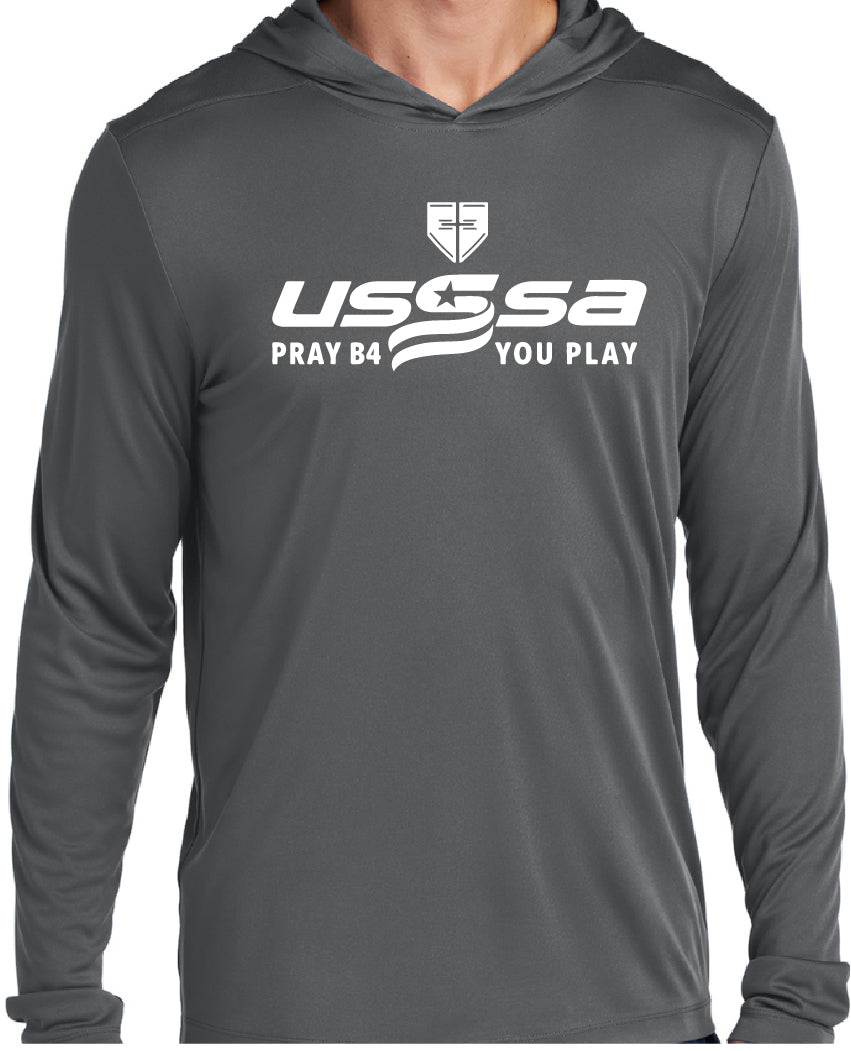 USSSA Pray B4 You Play Sport-Tek ® Posi-UV ® Pro Long Sleeve Hooded Tee
