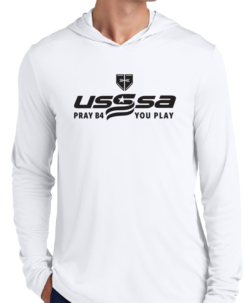 USSSA Pray B4 You Play Sport-Tek ® Posi-UV ® Pro Long Sleeve Hooded Tee