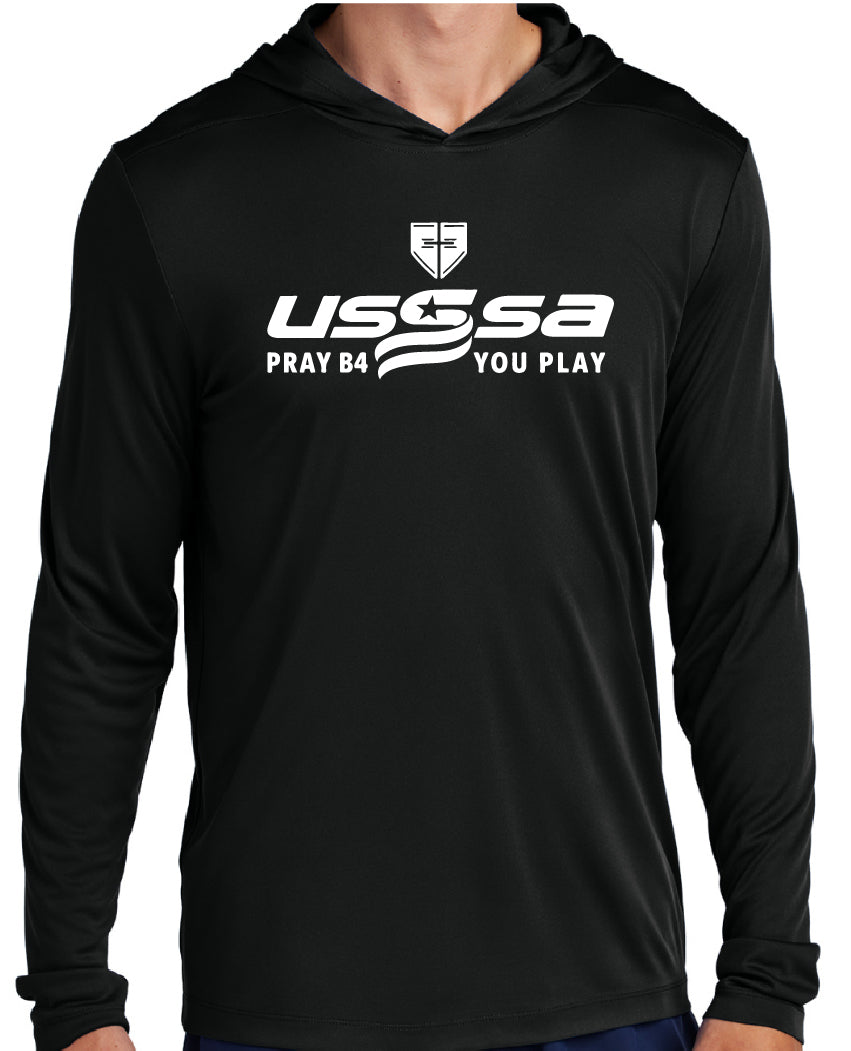 USSSA Pray B4 You Play Sport-Tek ® Posi-UV ® Pro Long Sleeve Hooded Tee