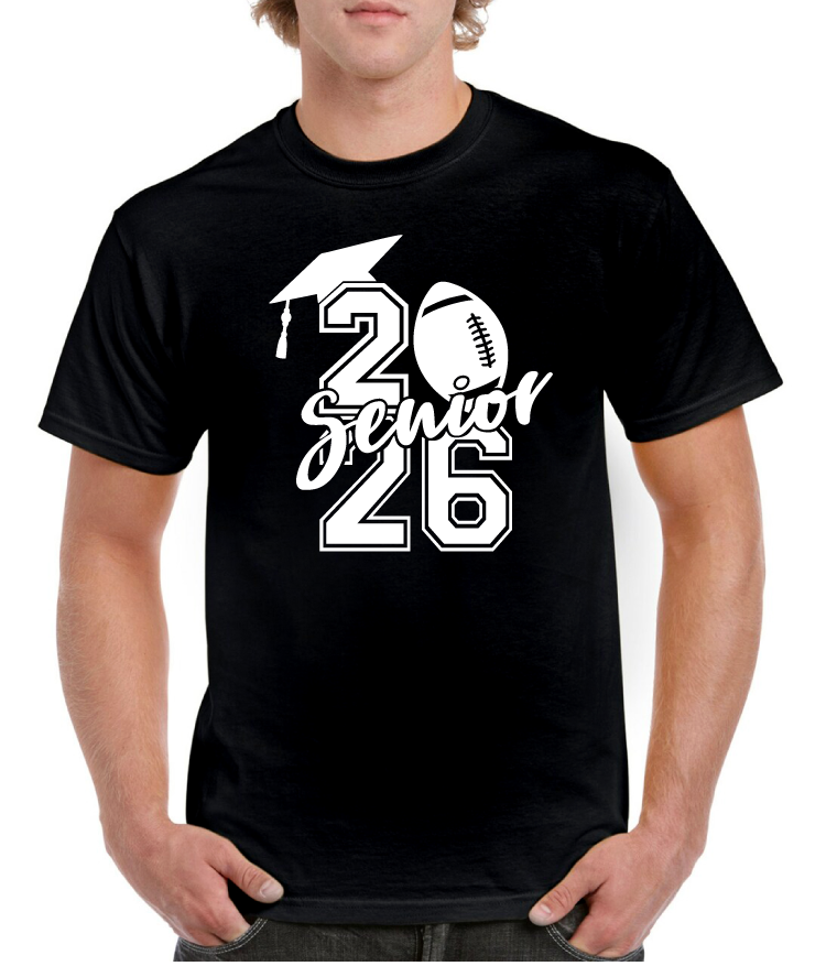 Football 2026 Grad Hat Senior Tee