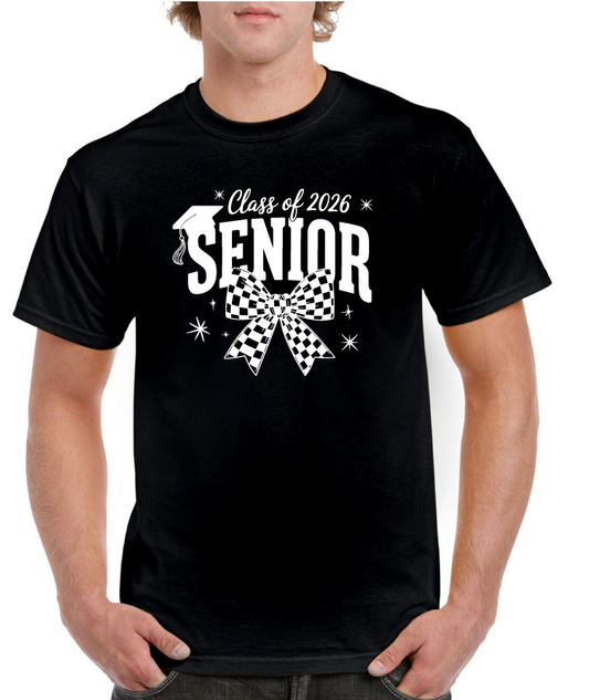 Class Of 2026 Checkered Bow Senior Tee