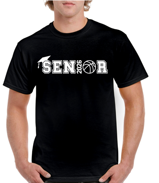 Grad Hat 2026 Basketball Senior Tee