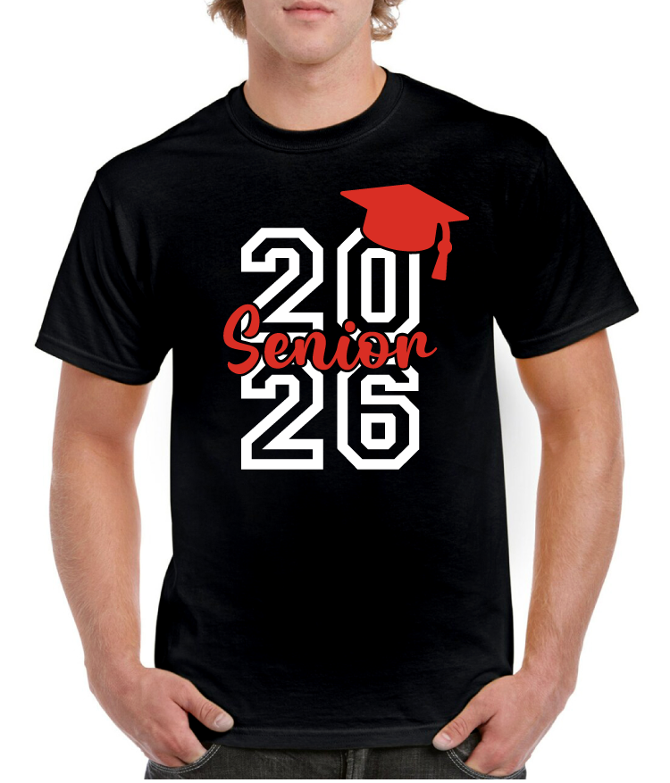 Red Grad Hat 2026 Senior Tee