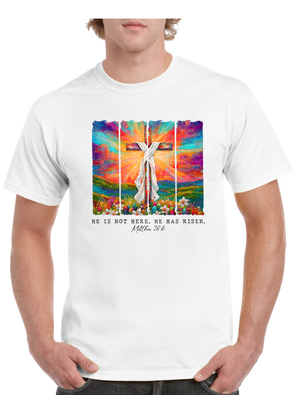 He Has Risen Cross Easter Tee