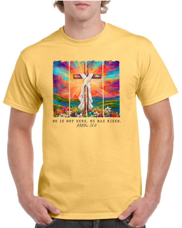 He Has Risen Cross Easter Tee