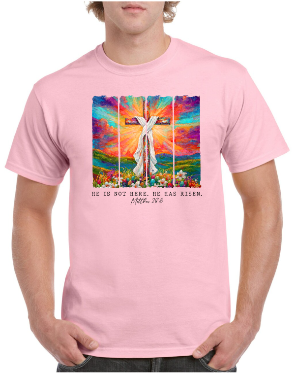He Has Risen Cross Easter Tee