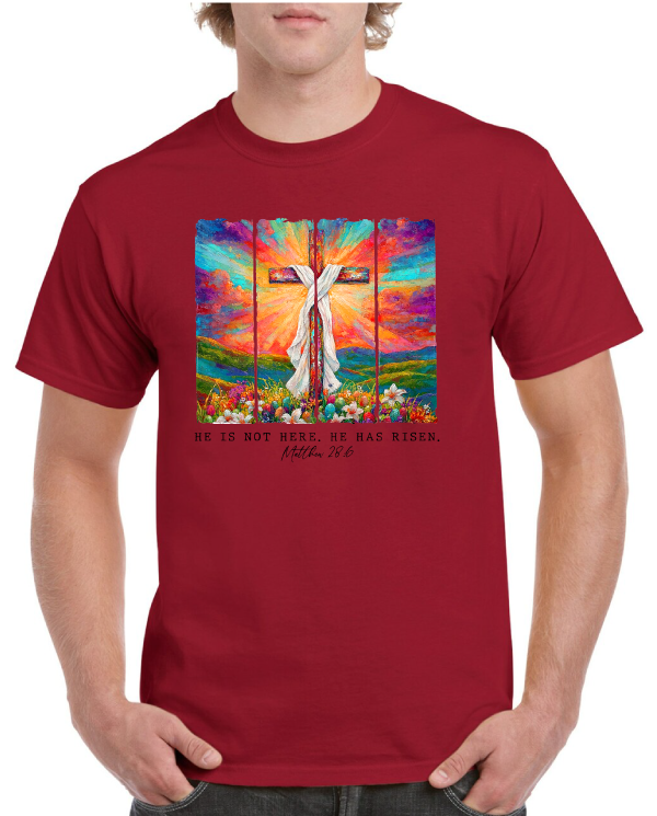 He Has Risen Cross Easter Tee