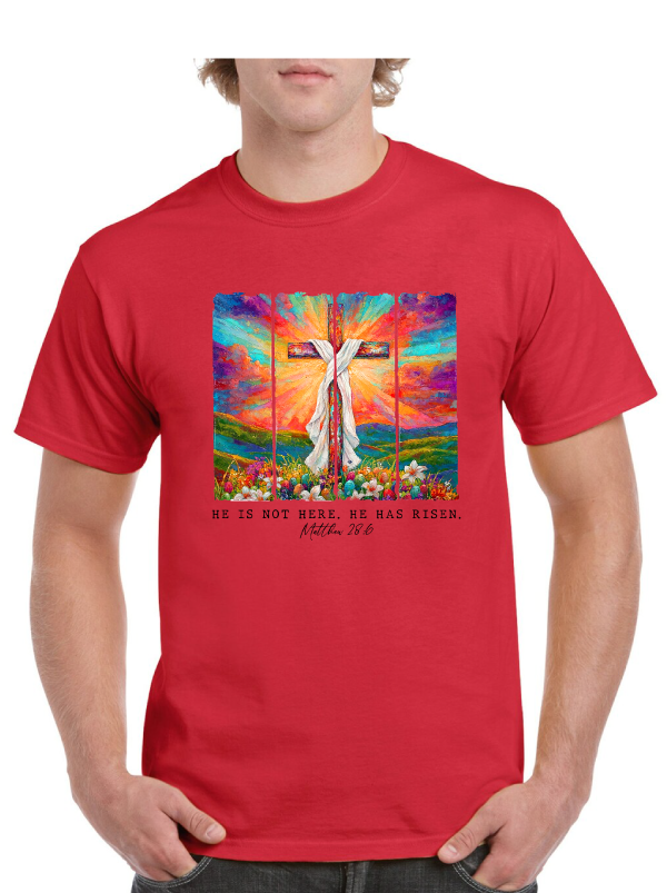 He Has Risen Cross Easter Tee