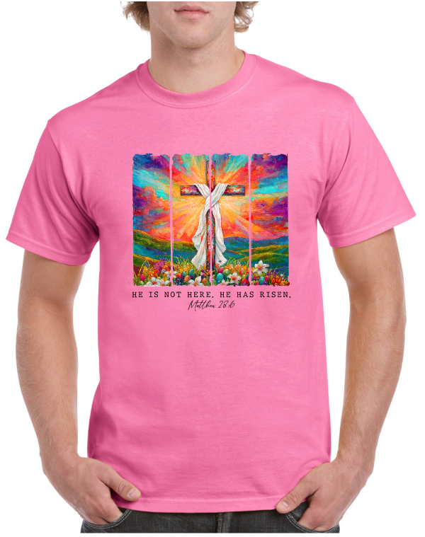 He Has Risen Cross Easter Tee