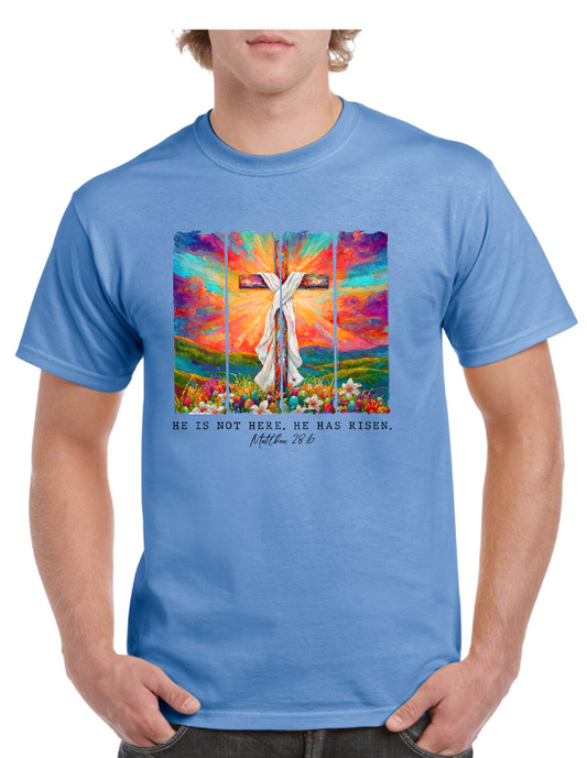 He Has Risen Cross Easter Tee