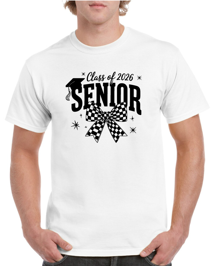 Class Of 2026 Checkered Bow Senior Tee