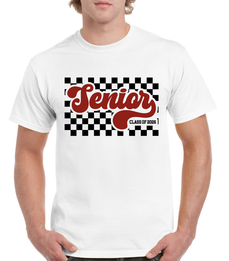 Aggie Red Checkered Senior Tee