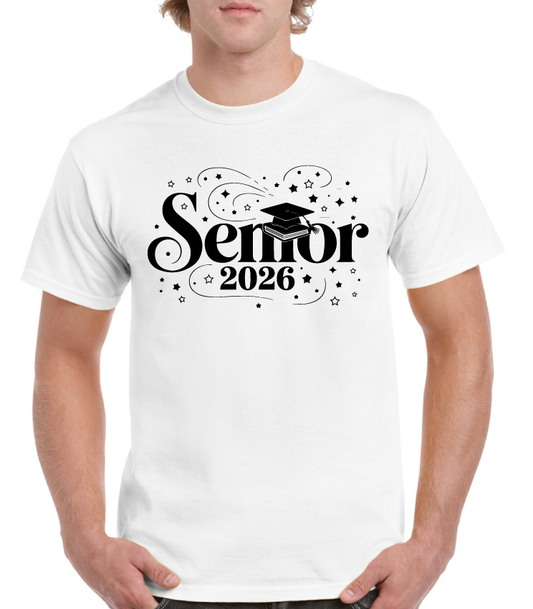 Senior 2026 Book Hat Stars Senior Tee